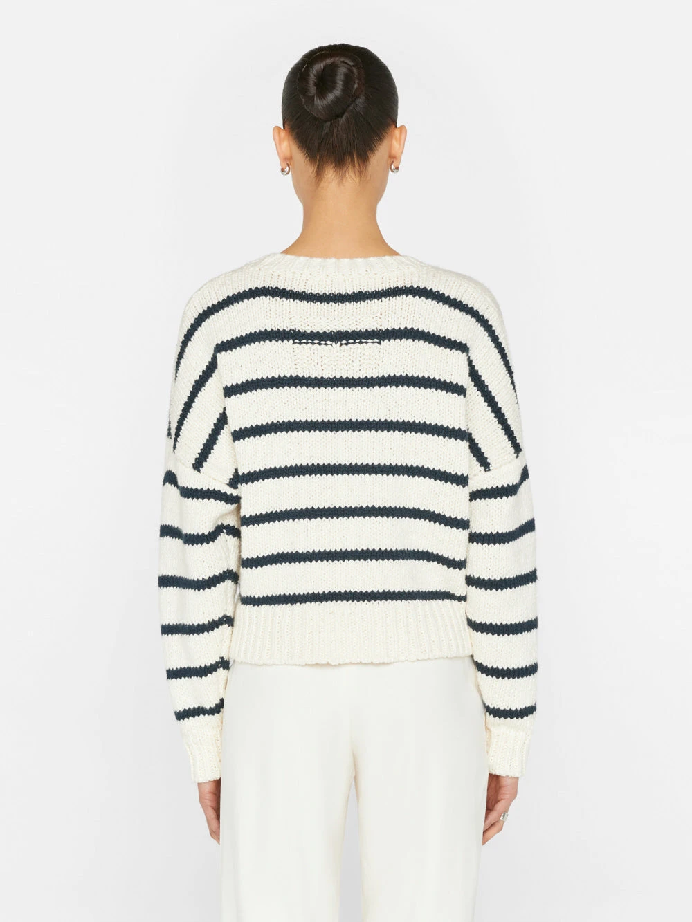 Oversized Crop Crew Sweater -- Navy Multi 9 Oversized Crop Crew Sweater -- Navy Multi - Image 7