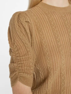 Pointelle Cashmere Ruched Sweater -- Light Camel 11 Pointelle Cashmere Ruched Sweater -- Light Camel -Chic Attire Store LWSW1821 LIGHT CAMEL 0924