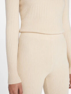 Ribbed Cashmere U-Neck Sweater -- Light Tan -Chic Attire Store LWSW1838 LIGHT TAN 1337