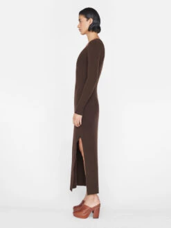 Ribbed Cashmere U-Neck Dress -- Espresso -Chic Attire Store LWSW1839 ESPRESSO 1280