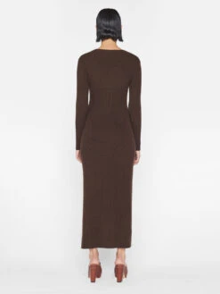 Ribbed Cashmere U-Neck Dress -- Espresso -Chic Attire Store LWSW1839 ESPRESSO 1287