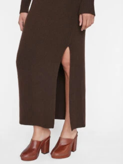 Ribbed Cashmere U-Neck Dress -- Espresso -Chic Attire Store LWSW1839 ESPRESSO 1296