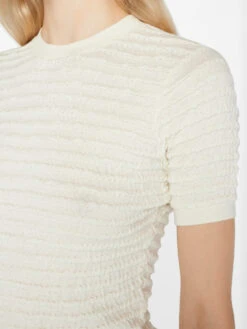 Smocked Short Sleeve Sweater -- Blanc 12 Smocked Short Sleeve Sweater -- Blanc -Chic Attire Store LWSW1848 BLANC 0121