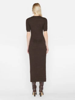Smocked Knit Dress -- Espresso -Chic Attire Store LWSW1849 ESPRESSO 1054