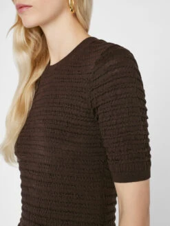 Smocked Knit Dress -- Espresso -Chic Attire Store LWSW1849 ESPRESSO 1061