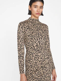 Jacquard Sweater Dress -- Light Camel Multi -Chic Attire Store LWSW1851 LIGHT CAMEL MULTI 0998