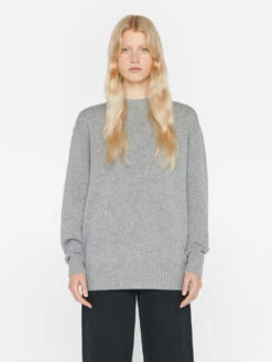 Boyfriend Cashmere Crew -- Gris Heather -Chic Attire Store LWSW1865 GRIS HEATHER 0427