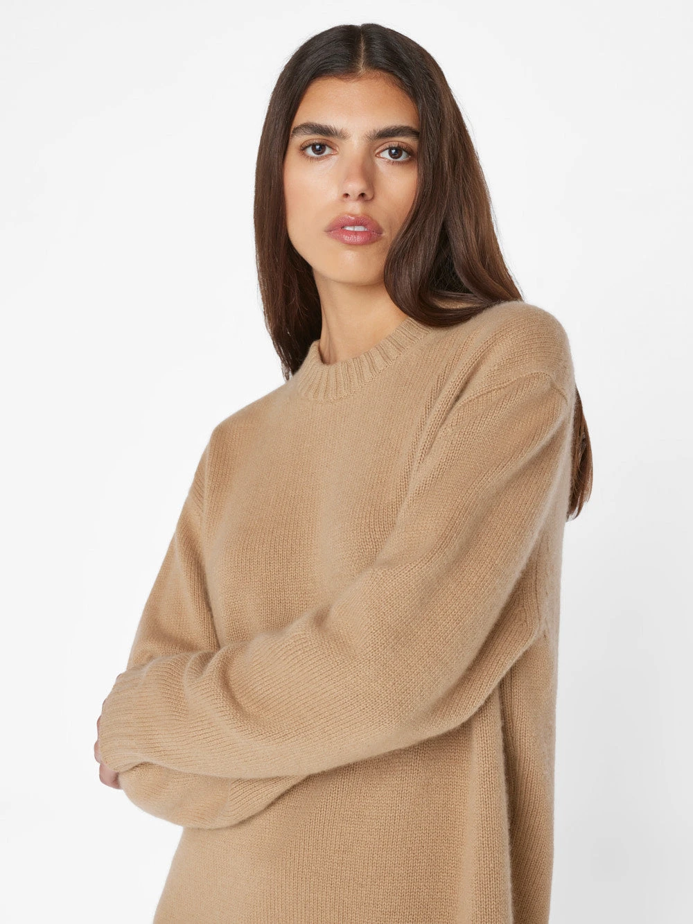 Boyfriend Cashmere Crew -- Light Camel 3 Boyfriend Cashmere Crew -- Light Camel