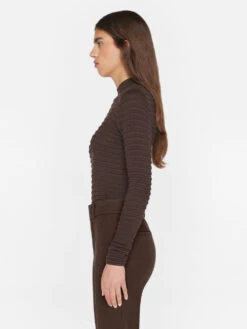 Smocked Mockneck Sweater -- Espresso 14 Smocked Mockneck Sweater -- Espresso -Chic Attire Store LWSW1875 ESPRESSO 0600