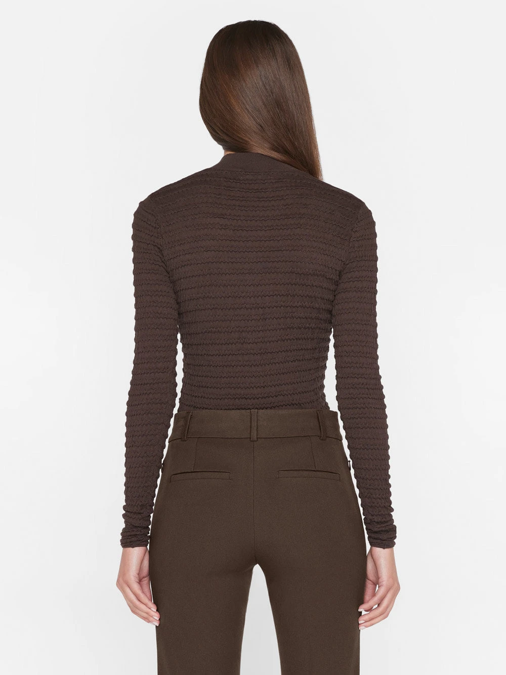 Smocked Mockneck Sweater -- Espresso 9 Smocked Mockneck Sweater -- Espresso - Image 7