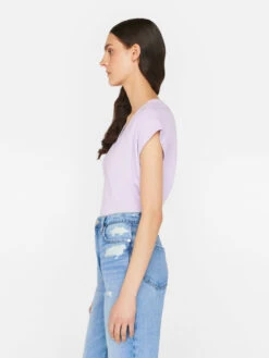 Le Mid Rise V Neck Tee -- Lilac -Chic Attire Store LWTS0826 LILAC FRSU23EC II WOMENS DAY 02 0815HR