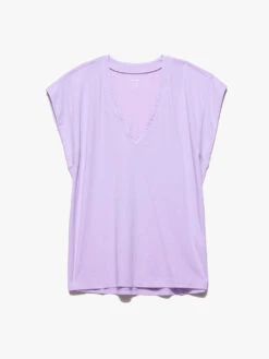 Le Mid Rise V Neck Tee -- Lilac -Chic Attire Store LWTS0826 LILC