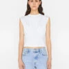 Empire Sleeveless Knit Top -- Blanc