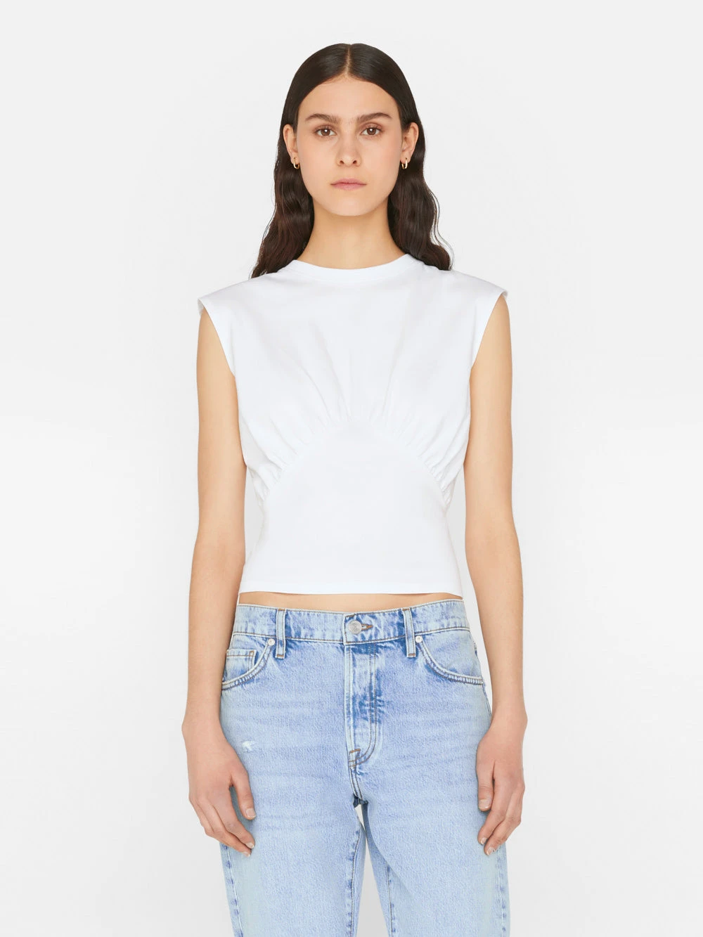 Empire Sleeveless Knit Top -- Blanc 3 Empire Sleeveless Knit Top -- Blanc