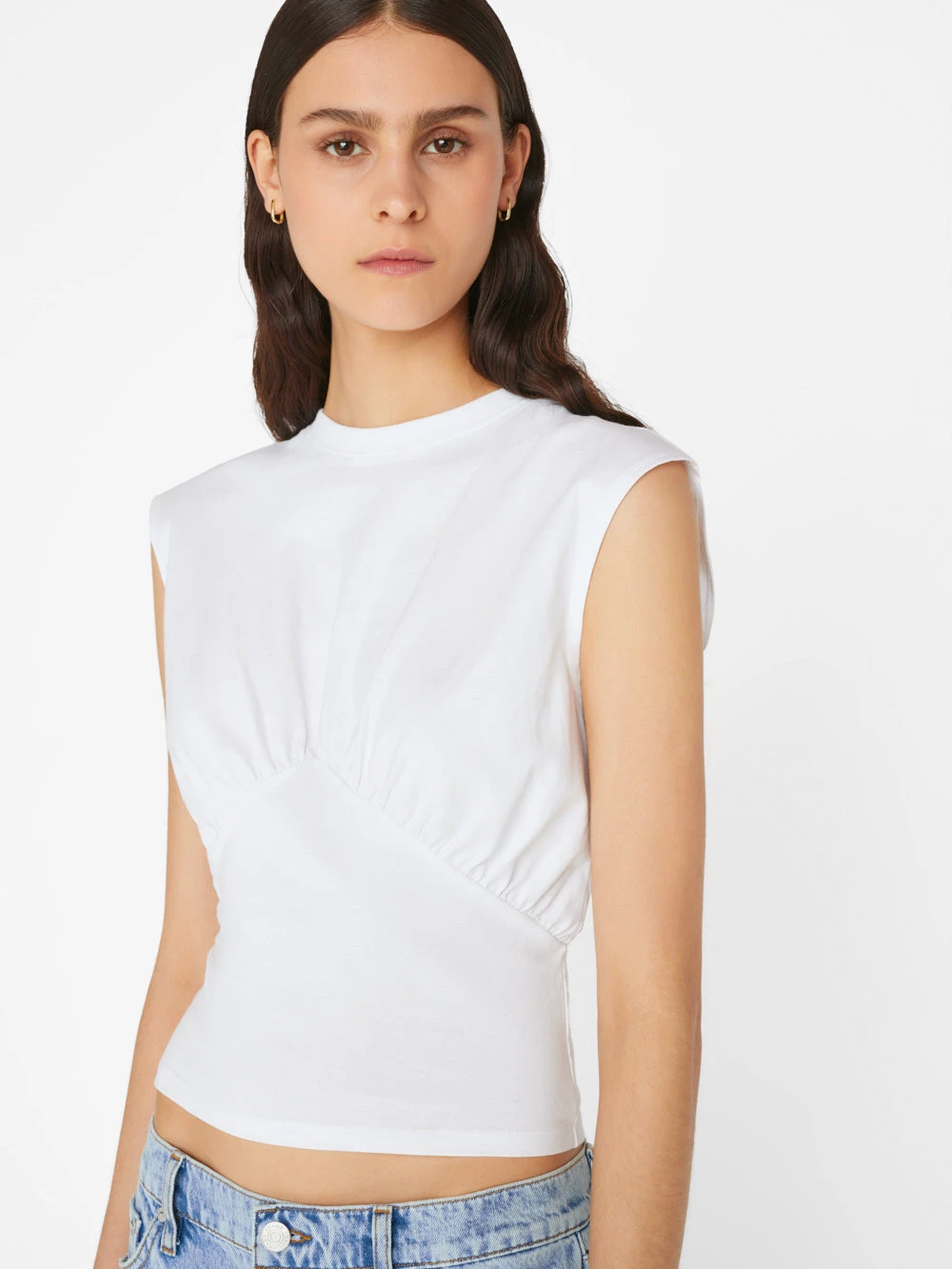 Empire Sleeveless Knit Top -- Blanc 5 Empire Sleeveless Knit Top -- Blanc - Image 3