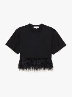 Cropped Feather Tee -- Noir -Chic Attire Store LWTS2014 NOIR