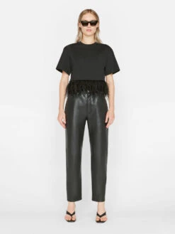 Cropped Feather Tee -- Noir -Chic Attire Store LWTS2014 NOIR FRSU23EC WOMENS DAY 03 1138HR