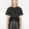 Cropped Feather Tee -- Noir -Chic Attire Store LWTS2014 NOIR FRSU23EC WOMENS DAY 03 1147HR