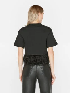 Cropped Feather Tee -- Noir -Chic Attire Store LWTS2014 NOIR FRSU23EC WOMENS DAY 03 1161HR
