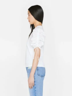 Ruched Tie Sleeve Tee -- Blanc -Chic Attire Store LWTS2027 BLANC FRSU23EC II WOMENS DAY 01 0766HR