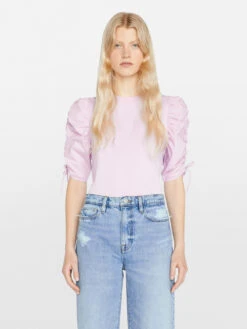 Ruched Tie Sleeve Tee -- Lilac