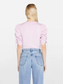 Ruched Tie Sleeve Tee -- Lilac -Chic Attire Store LWTS2027 LILAC 0055