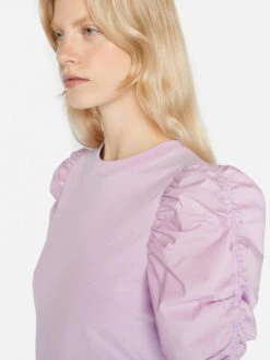 Ruched Tie Sleeve Tee -- Lilac -Chic Attire Store LWTS2027 LILAC 0069