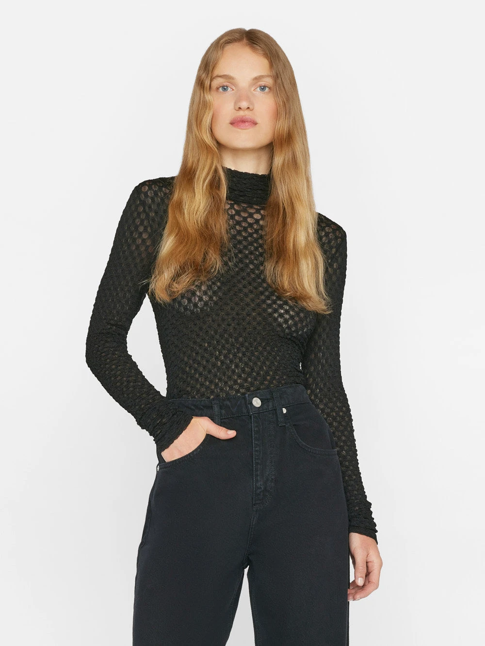 Mesh Lace Turtleneck -- Noir 3 Mesh Lace Turtleneck -- Noir