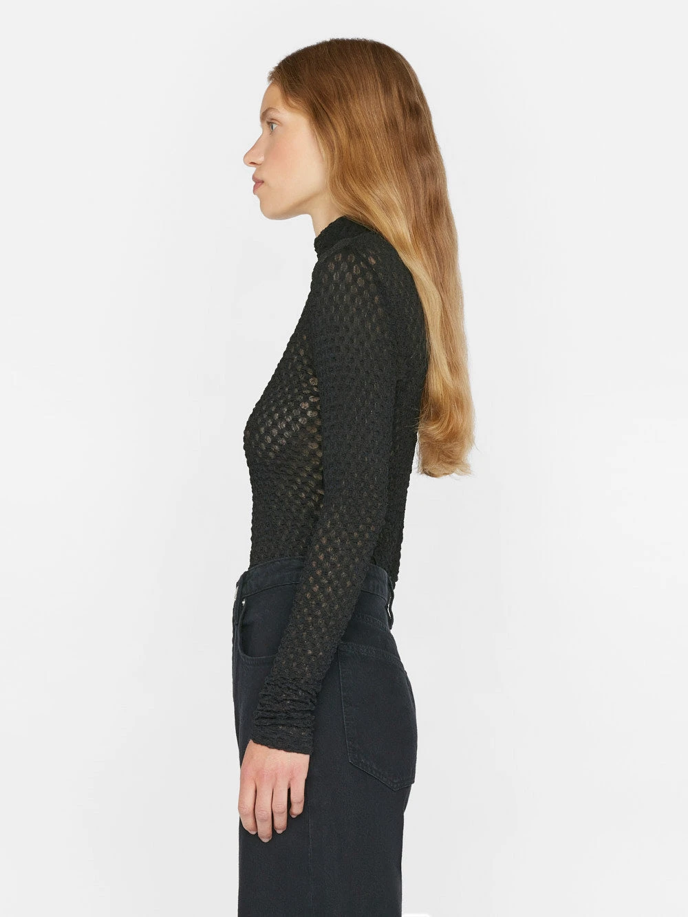 Mesh Lace Turtleneck -- Noir 6 Mesh Lace Turtleneck -- Noir - Image 4