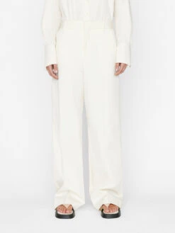 Chic Attire Store 13 Relaxed Cotton Trouser -- Bone