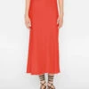 Bias Midi Skirt -- Red Orange 2 Bias Midi Skirt -- Red Orange -Chic Attire Store LWWB0873 RED ORANGE FRSU23EC II WOMENS DAY 02 0619HR