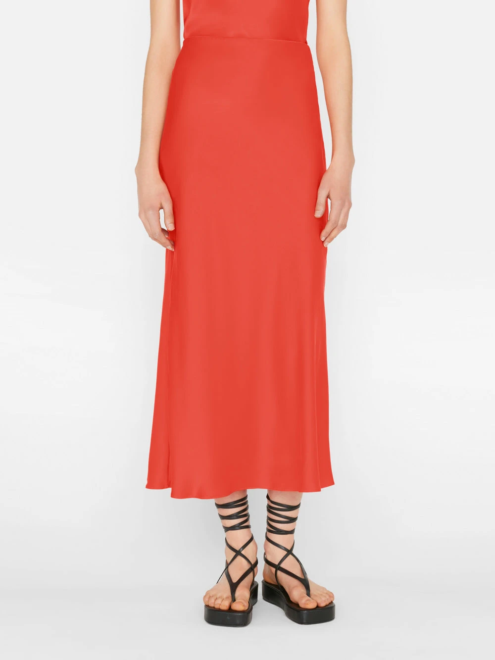 Bias Midi Skirt -- Red Orange 3 Bias Midi Skirt -- Red Orange