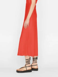 Bias Midi Skirt -- Red Orange 13 Bias Midi Skirt -- Red Orange -Chic Attire Store LWWB0873 RED ORANGE FRSU23EC II WOMENS DAY 02 0629HR