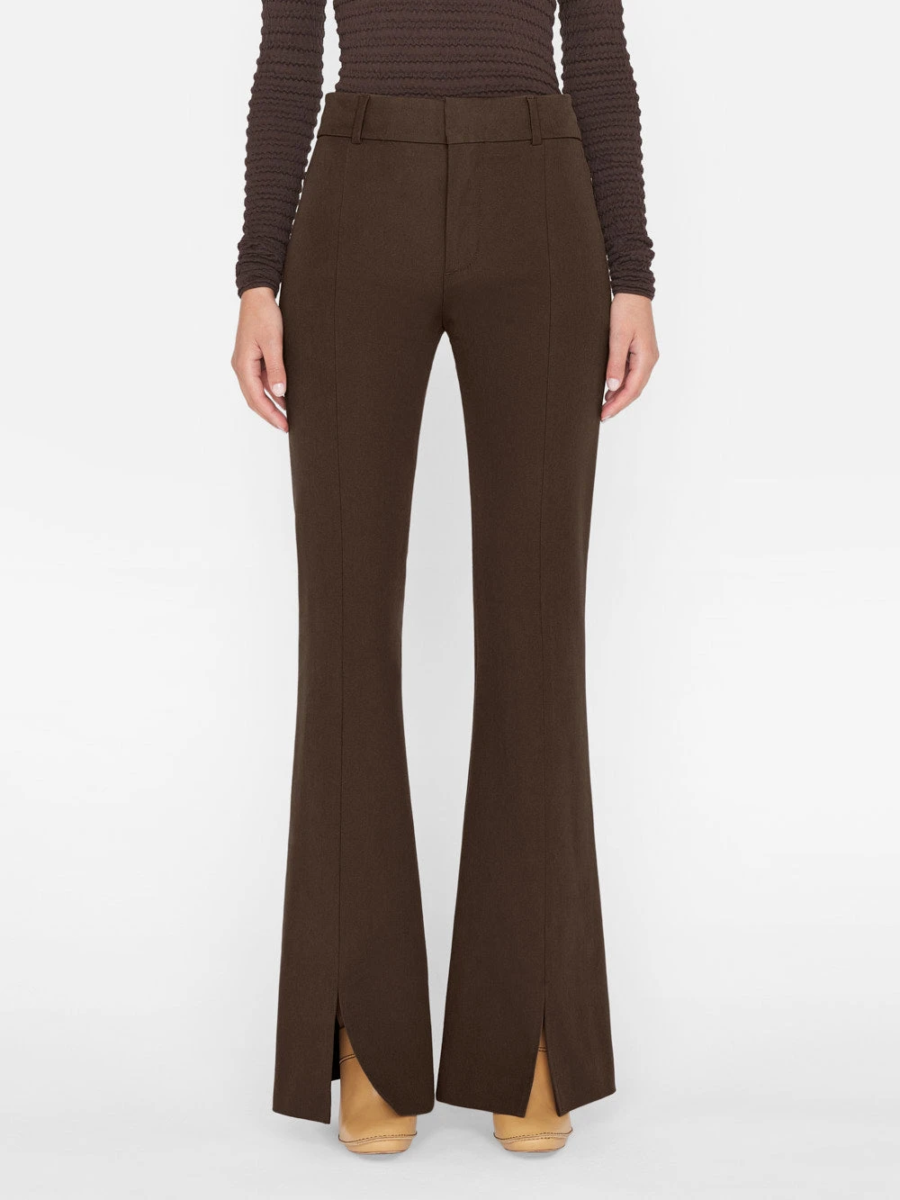Le High Flare Split Trouser -- Espresso 4 Le High Flare Split Trouser -- Espresso - Image 2
