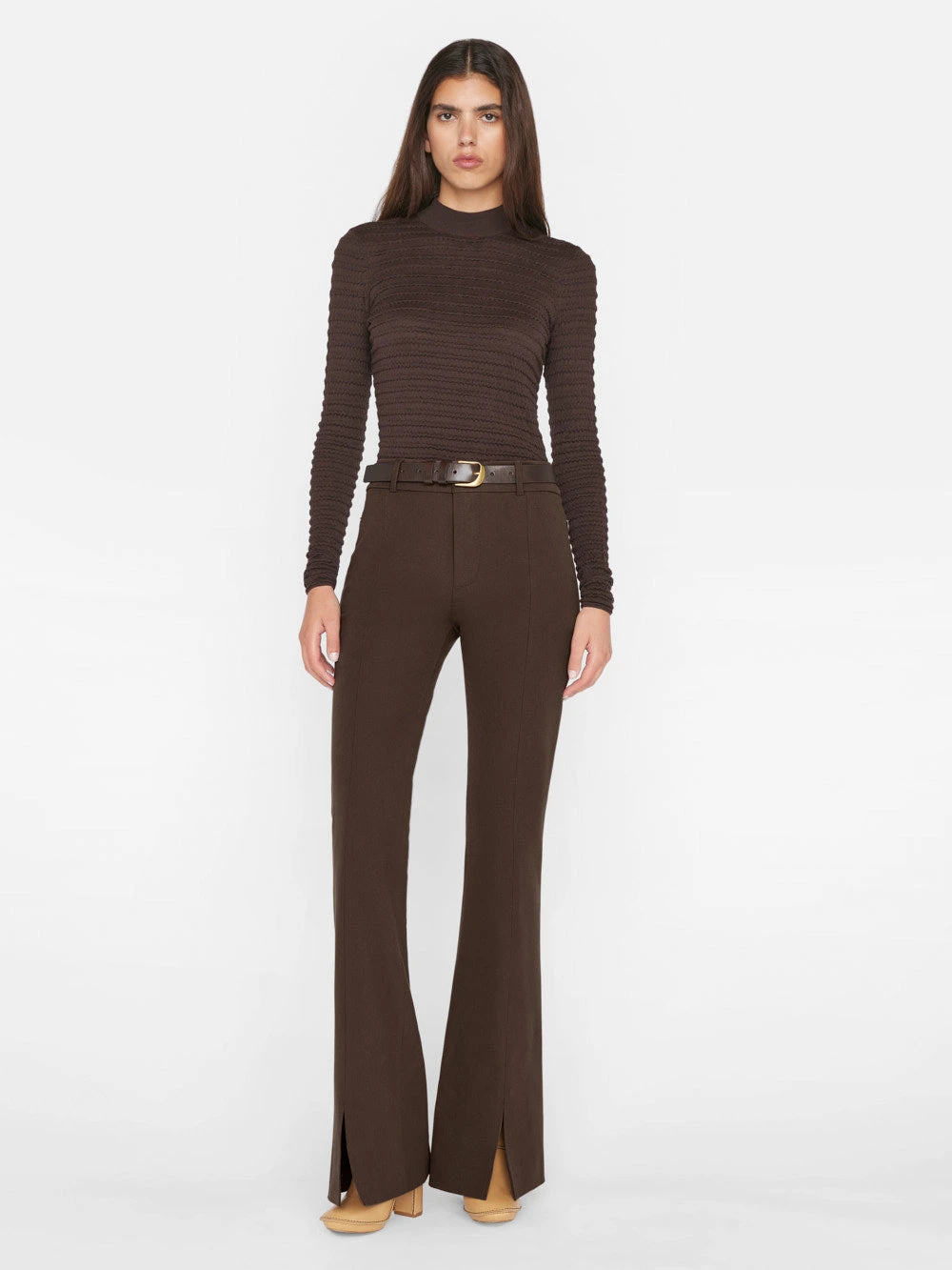 Le High Flare Split Trouser -- Espresso 3 Le High Flare Split Trouser -- Espresso