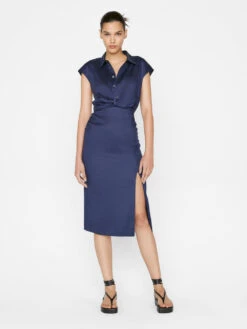Sleeveless Twist Dress -- Navy