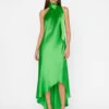 Draped Neck-Tie Halter Dress -- Bright Peridot -Chic Attire Store LWWD0650 BRIGHTPERIDOT FRSP23EC II WOMENS DAY 03 0010HR