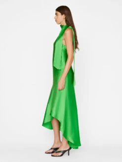 Draped Neck-Tie Halter Dress -- Bright Peridot -Chic Attire Store LWWD0650 BRIGHTPERIDOT FRSP23EC II WOMENS DAY 03 0013HR