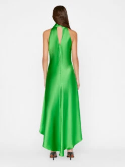 Draped Neck-Tie Halter Dress -- Bright Peridot -Chic Attire Store LWWD0650 BRIGHTPERIDOT FRSP23EC II WOMENS DAY 03 0015HR