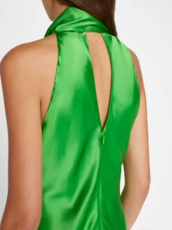 Draped Neck-Tie Halter Dress -- Bright Peridot -Chic Attire Store LWWD0650 BRIGHTPERIDOT FRSP23EC II WOMENS DAY 03 0023HR