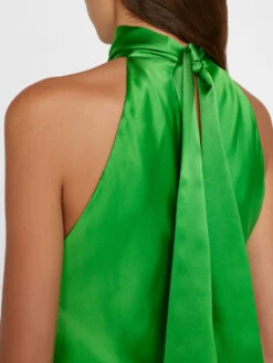 Draped Neck-Tie Halter Dress -- Bright Peridot -Chic Attire Store LWWD0650 BRIGHTPERIDOT FRSP23EC II WOMENS DAY 03 0031HR