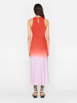 Bias Dip Dye Midi Dress -- Red Orange Multi -Chic Attire Store LWWD0692 RED ORANGE MULTI FRSU23EC II WOMENS DAY 02 0540HR