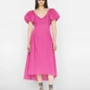 Puff Sleeve Dress -- Fuchsia -Chic Attire Store LWWD0702 FUCHSIA FRSU23EC II WOMENS DAY 01 1367HR