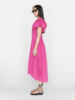 Puff Sleeve Dress -- Fuchsia -Chic Attire Store LWWD0702 FUCHSIA FRSU23EC II WOMENS DAY 01 1372HR