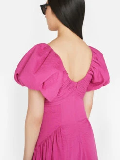 Puff Sleeve Dress -- Fuchsia -Chic Attire Store LWWD0702 FUCHSIA FRSU23EC II WOMENS DAY 01 1386HR