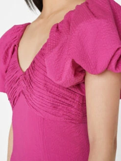 Puff Sleeve Dress -- Fuchsia -Chic Attire Store LWWD0702 FUCHSIA FRSU23EC II WOMENS DAY 01 1392HR