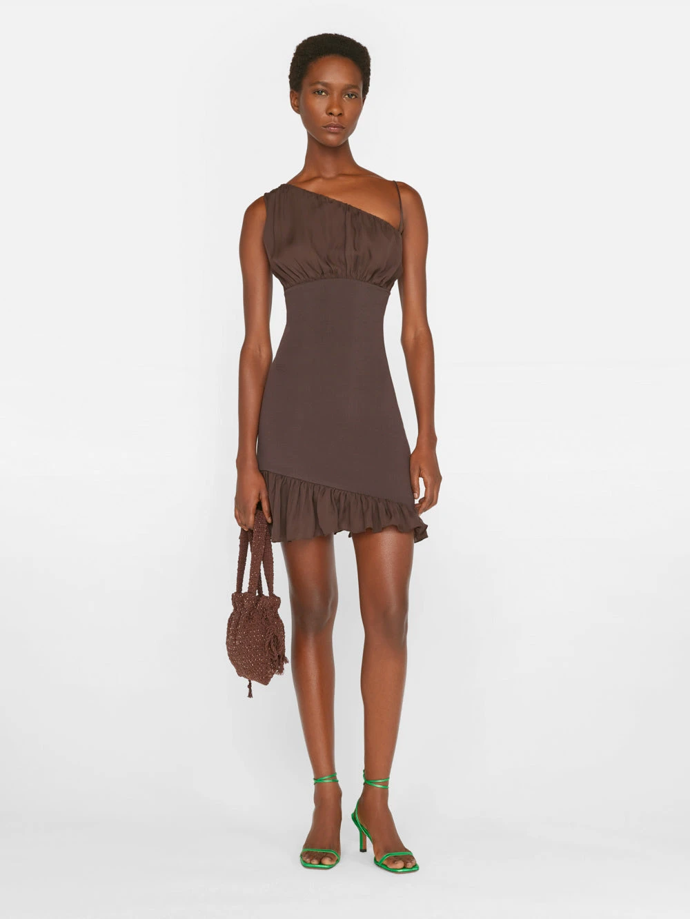 Asymmetrical Mini Dress -- Chocolate Brown 9 Asymmetrical Mini Dress -- Chocolate Brown - Image 7