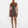 Asymmetrical Mini Dress -- Chocolate Brown