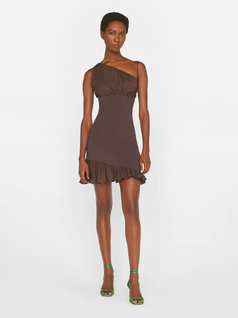 Asymmetrical Mini Dress -- Chocolate Brown 3 Asymmetrical Mini Dress -- Chocolate Brown