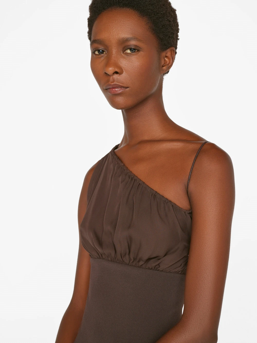 Asymmetrical Mini Dress -- Chocolate Brown 4 Asymmetrical Mini Dress -- Chocolate Brown - Image 2